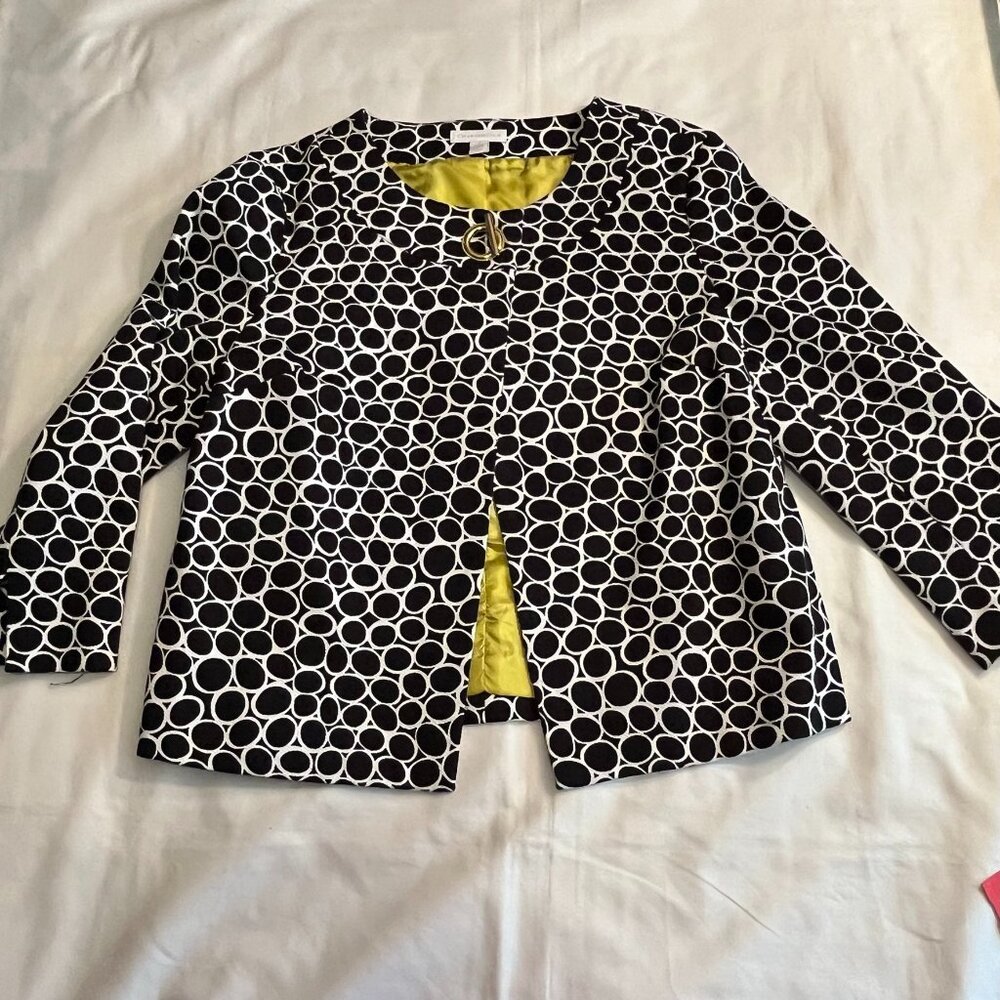 Charter Club black and white jacket/blazer with lime green lining - Small